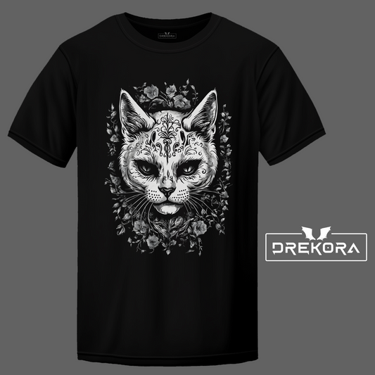 Tribal Cat with Flowers T-shirt