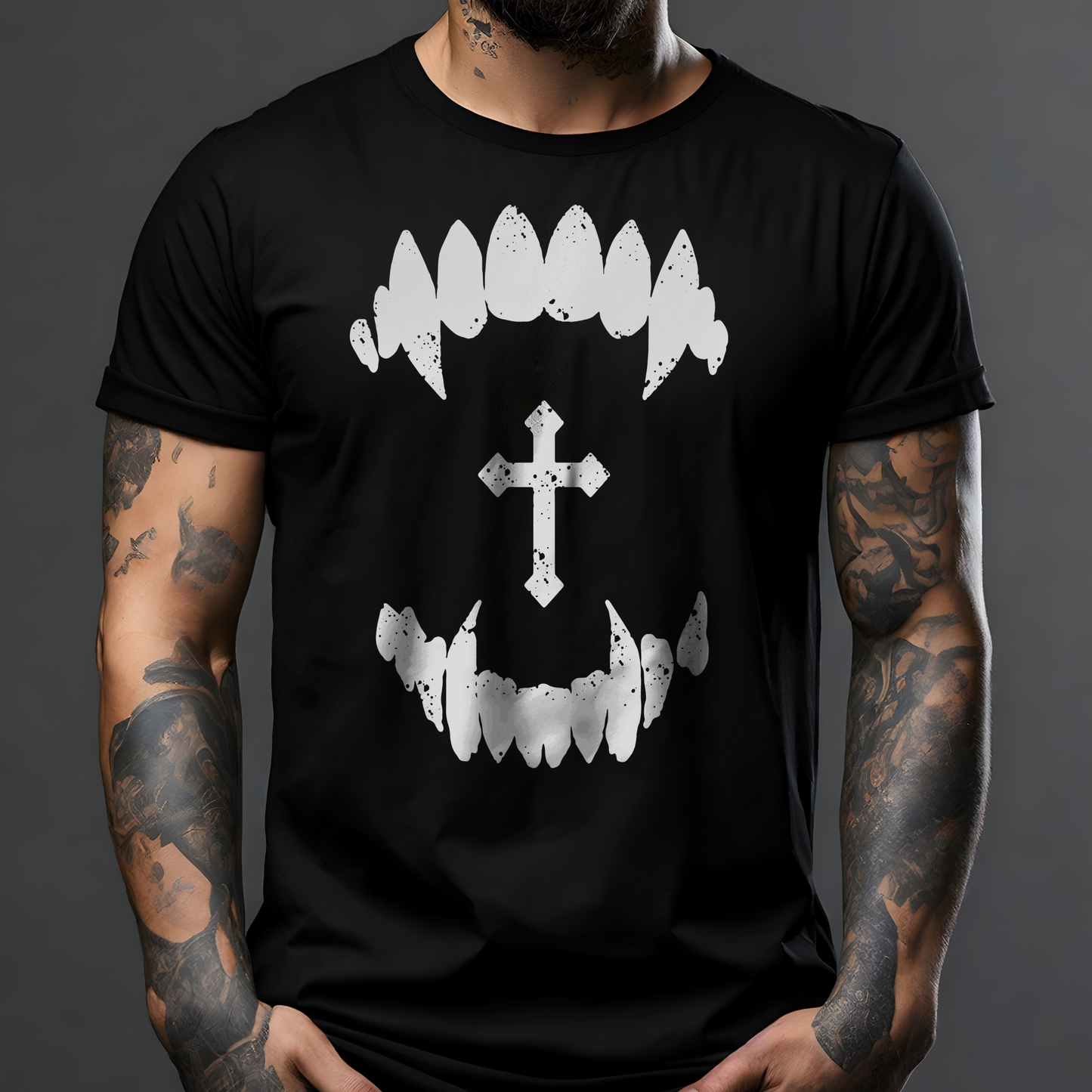 Vampire Teeth with Cross T-Shirt