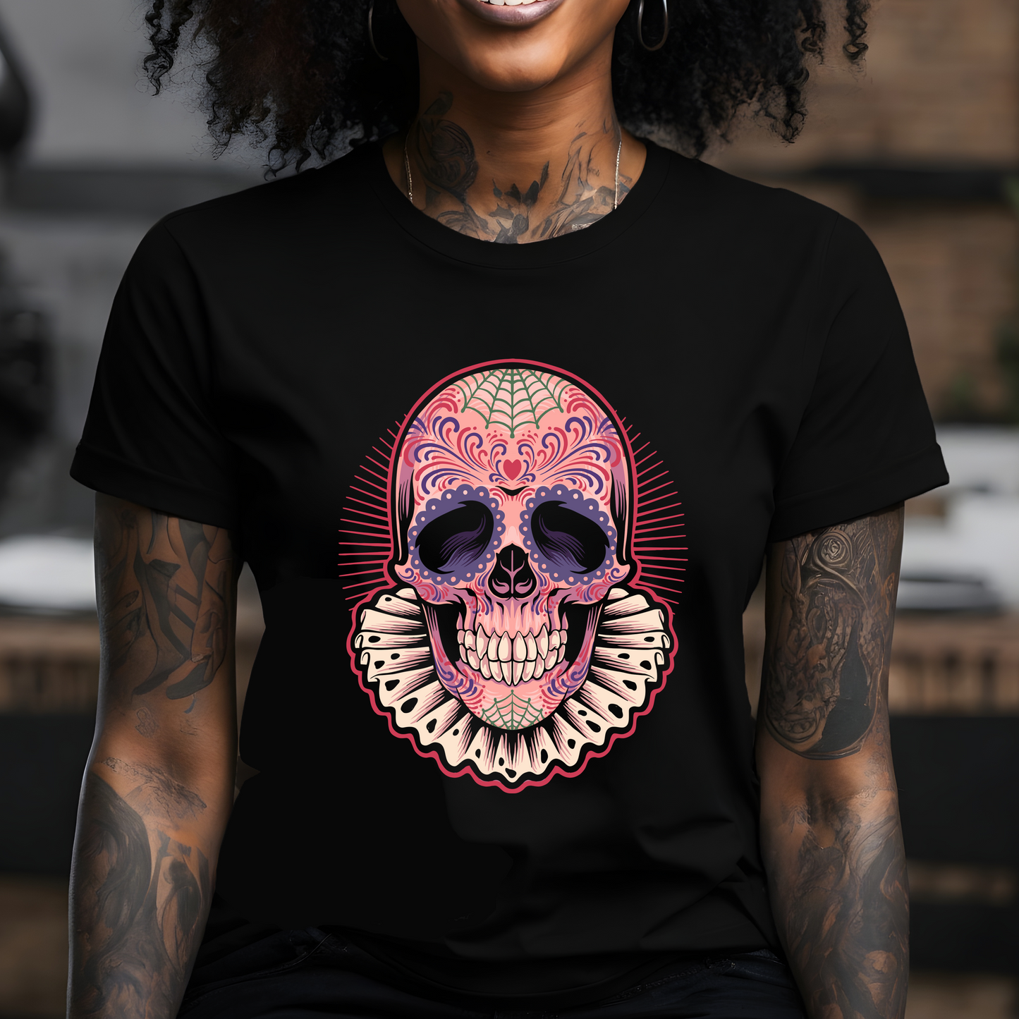 Skull Illustration Dia de Los Muertos T-shirt